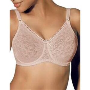 NWOT Bali 36DD Lace 'N Smooth Seamless Cup Underwire Bra 3432 Beige 120385